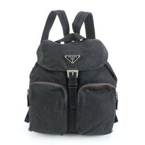 Prada Tessuto leather backpack triangle logo black
